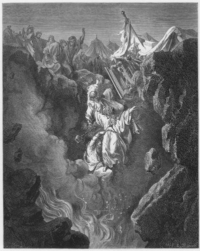 Dood van Korach, Dathan en Abiram door Gustave Dore